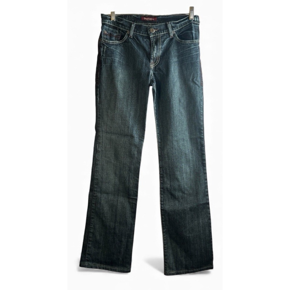 David‎ Khan Womens Jeans 4 Mid-Rise Lauren Bootcut Frayed Denim Distressed 28x31